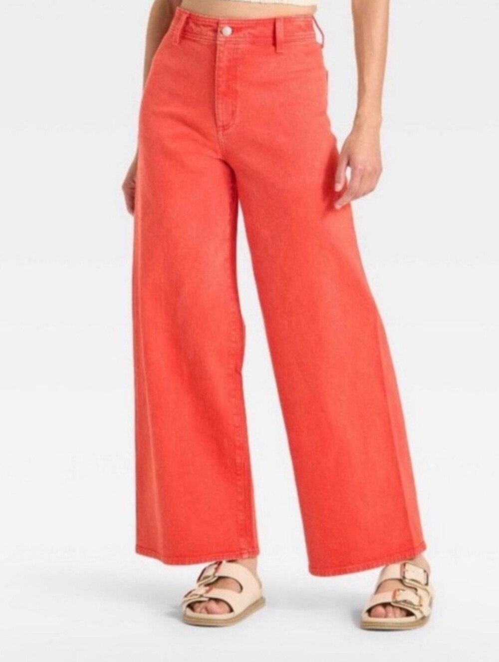 Vibrant Red Barrel Wide-Leg High-Rise Size 14 Jeans Universal Thread